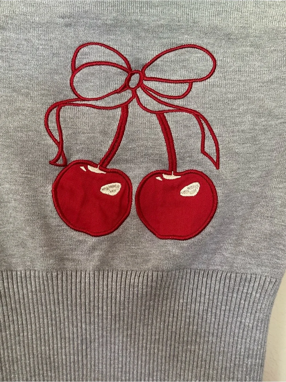 Urban Weekend Women’s Gray Zip Hoodie Jacket with Red Bow Embroidery size Medium